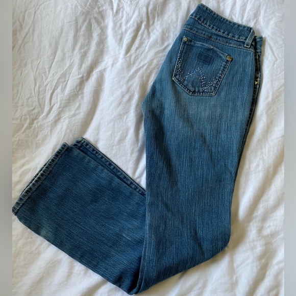 Wrangler Denim - Wrangler Women's Dark Blue Denim Jeans with Embellished Back Pocket